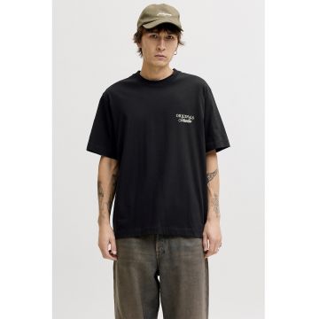 Tricou lejer de bumbac cu imprimeu logo - Negru stins