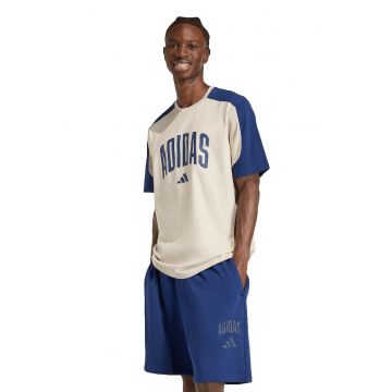 Tricou lejer din bumbac cu imprimeu logo Collegiate - Albastru inchis/Bej