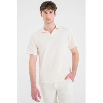 Tricou polo cu aspect texturat Bluharry - Crem