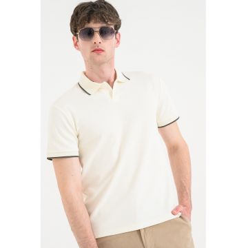 Tricou polo cu model uni - Crem