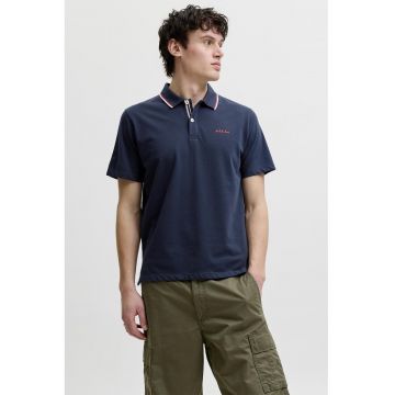 Tricou polo regular fit cu guler contrastant - Bleumarin
