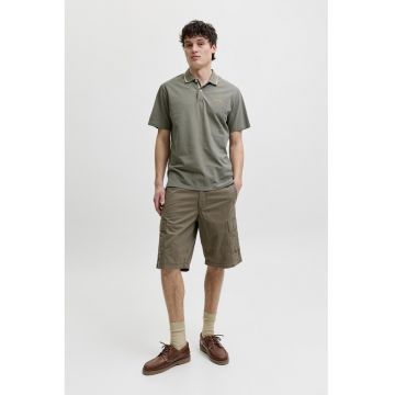 Tricou polo regular fit cu guler contrastant - Verde pal