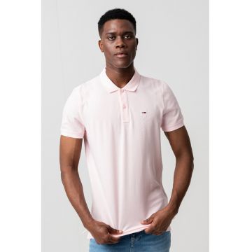 Tricou polo slim fit - Roz pastel deschis