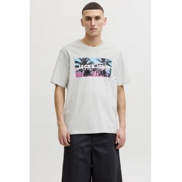 Tricou regular fit cu imprimeu grafic - Gri deschis