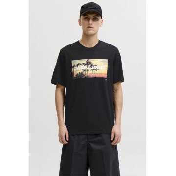 Tricou regular fit cu imprimeu grafic - Negru