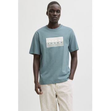 Tricou regular fit de bumbac cu imprimeu logo - Albastru lavanda