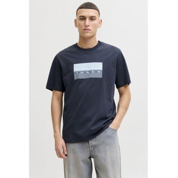 Tricou regular fit de bumbac cu imprimeu logo - Bleumarin