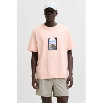 Tticou din amestecde bumbac organic cu imprimeu foto - Piersica