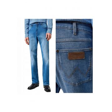 Blugi Barbati -  Horizon - Straight Fit - Talie Inalta - Fermoar - Lungi - 5 Buzunare - Bumbac - Elastan - Albastru - Albastru