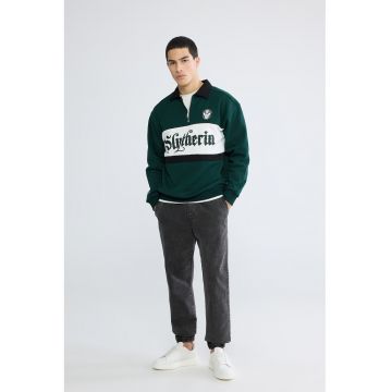 Blugi cu aspect decolorat si snur - Gri antracit