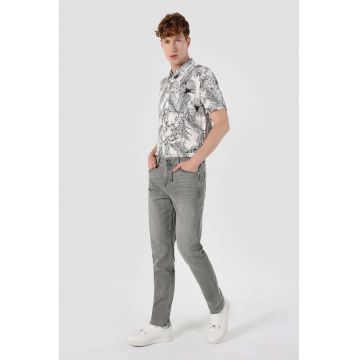 Blugi regular-fit cu talie medie - Gri inchis
