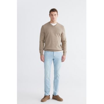 Blugi slim fit cu talie medie - Albastru deschis