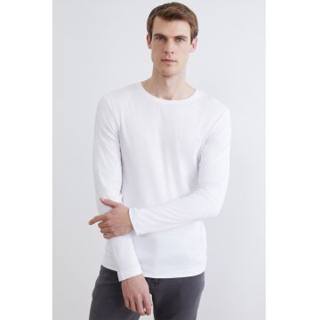 Bluza slim fit de bumbac - Alb optic
