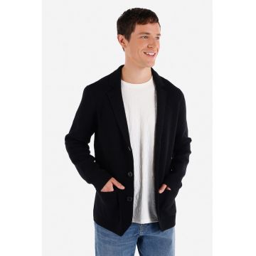 Cardigan tricotat fin cu buzunare laterale - Negru