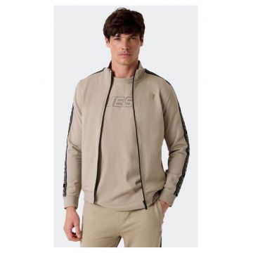 Hanorac barbati -  guler inalt - bej - bumbac/elastan