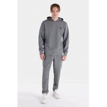 Hanorac cu buzunar kangaroo - Gri inchis melange