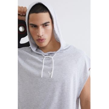 Hanorac lejer fara maneci - Gri deschis melange