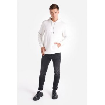 Hanorac regular fit cu buzunar kangaroo - Alb murdar