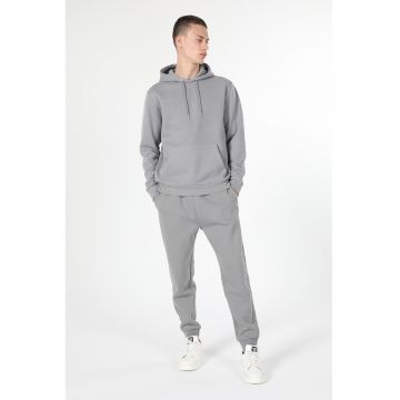 Hanorac regular fit cu buzunar kangaroo - Gri cenusiu
