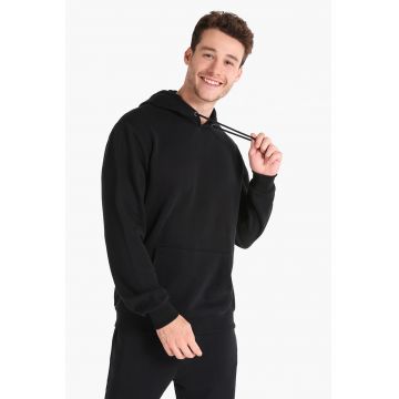 Hanorac regular fit cu buzunar kangaroo - Negru