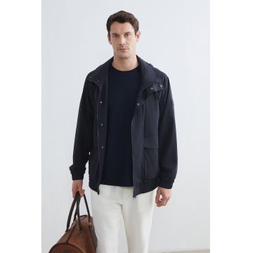 Jacheta cu gluga detasabila - Bleumarin