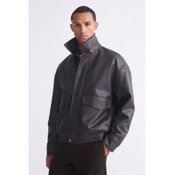 Jacheta lejera din piele ecologica - Negru