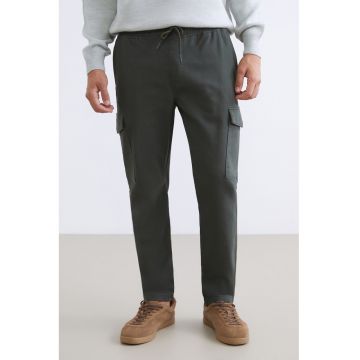 Pantaloni cargo cu snur - Verde padure