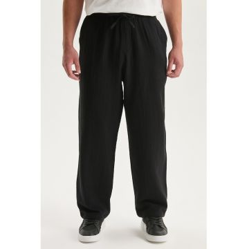 Pantaloni de bumbac cu snur - Negru