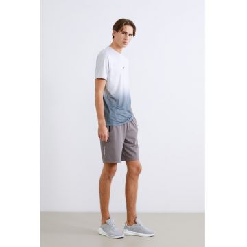 Pantaloni scurti cu banda elastica in talie si buzunare cu fermoar - Liliac prafuit