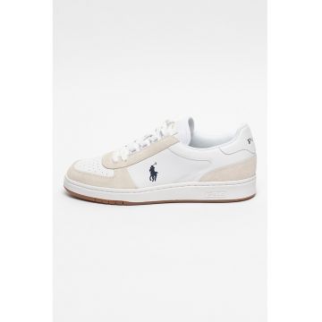 Pantofi sport de piele si piele intoarsa cu varf rotunjit