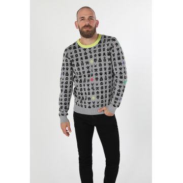 Pulover cu imprimeu - Negru/Gri melange