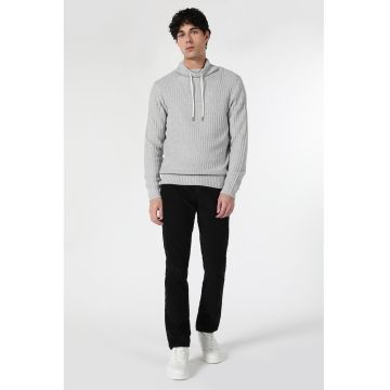 Pulover cu snur - Gri melange