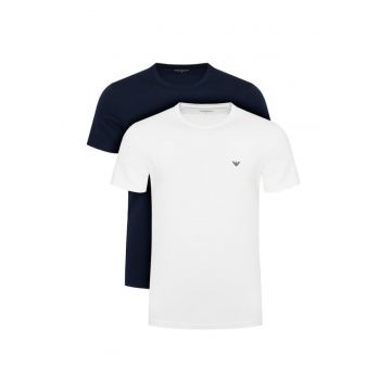 Set 3 tricouri barbati Emporio Armani - bumbac - alb - bleumarin - slim fit