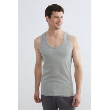 Top din amestec de bumbac cu spate decupat - Gri