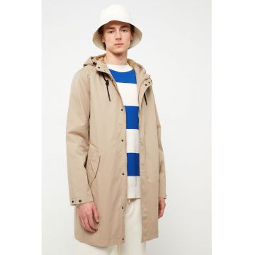 Trenci cu gluga si snur in talie - Maro camel