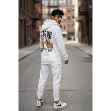 Trening barbati slim fit alb   Pantaloni + Hanorac  CU MIC DEFECT DEF13390  D2-1.1
