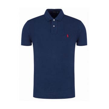 Tricou barbati  slim fit - bleumarin - bumbac