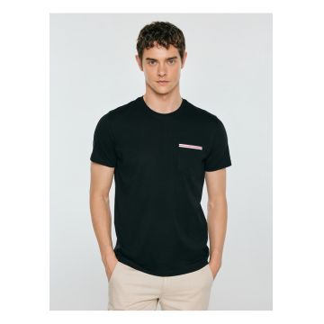 Tricou din bumbac cu buzunar pe piept