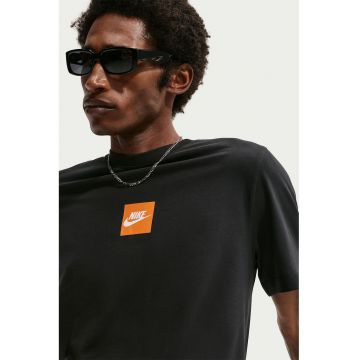 Tricou din bumbac cu decolteu la baza gatului - Negru