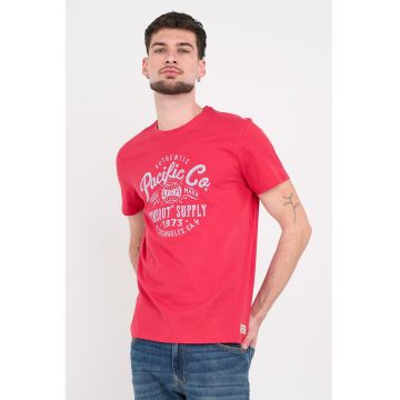 Tricou din bumbac cu imprimeu logo - Alb/Roz zmeuriu