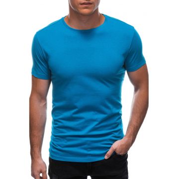 Tricou din bumbac cu model uni - Albastru deschis