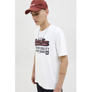 Tricou din bumbac organic cu imprimeu - Alb/Visiniu/Negru