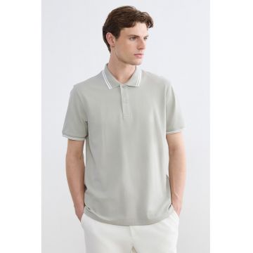 Tricou polo din amestec de bumbac - Gri deschis