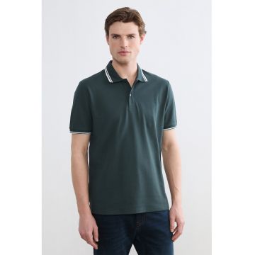 Tricou polo din amestec de bumbac - Verde inchis