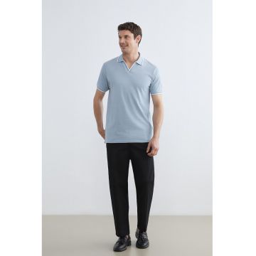 Tricou polo regular fit - Alb/Albastru deschis melange