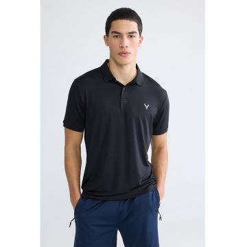 Tricou polo slim fit - Alb/Gri inchis