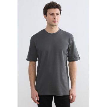 Tricou regular fit din bumbac - Gri antracit