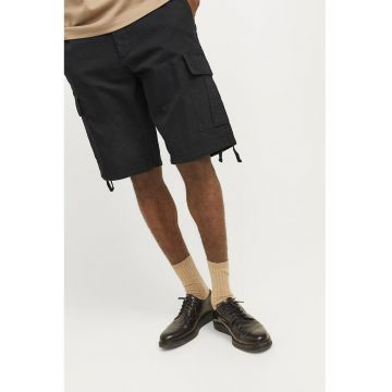Bermude cargo cu talie medie - Negru