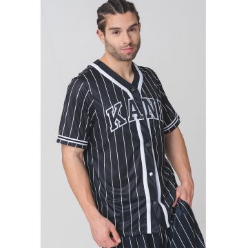 Camasa cu model si maneci scurte - Negru/Alb optic