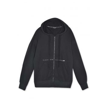 Hanorac barbat -  croiala regulata - gluga integrata - negru - bumbac